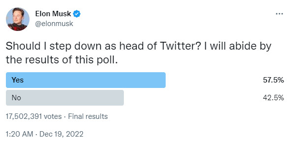 Elon Musk Twitter dimettersi sondaggio